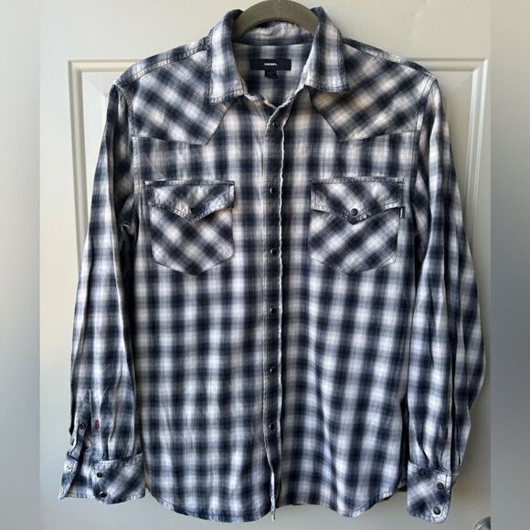 Diesel Long Sleeve Western Cowboy Snap Button-Up Shirt Men’s Size S Long Sleeve - Picture 1 of 9